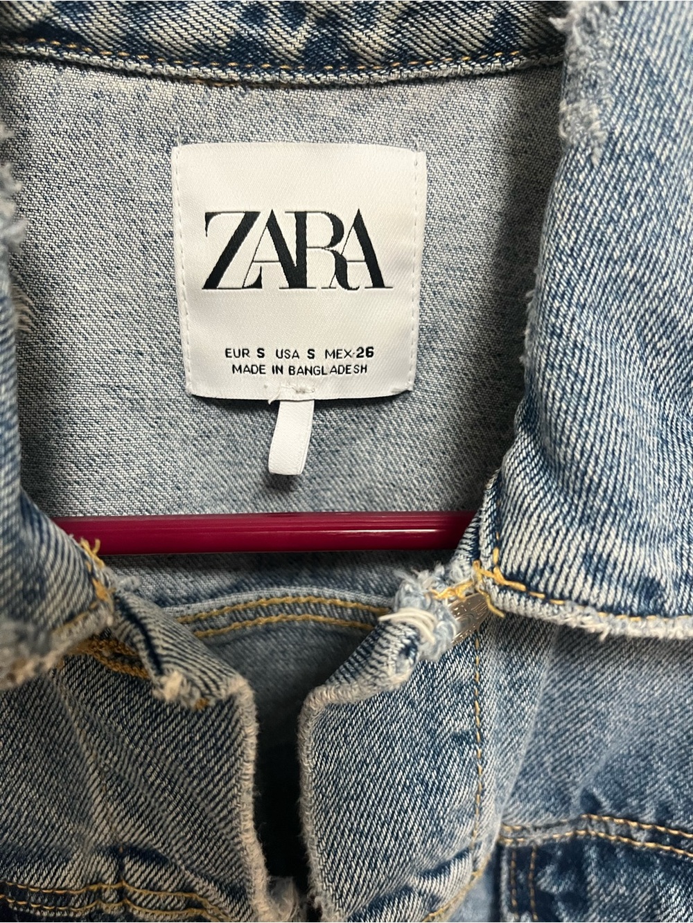 ZARA Light Blue Distressed Cropped Denim Jacket - Picture 2 of 4
